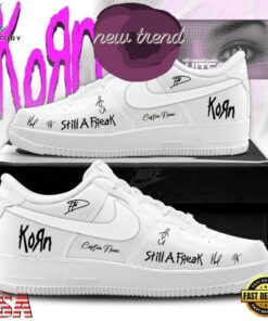 Korn Euro Tour Still A Freak Custom Name White Air Force 1 Shoes, Music Lover AF1 Shoes Korn Euro Tour Still A Freak Custom Name White Air Force 1 Shoes