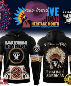 Las Vegas Raiders Native American Heritage Month Custom Name Hoodie, Viral 3D Graphic Tee Las Vegas Raiders Native American Heritage Month Custom Name Hoodie