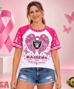 Las Vegas Raiders NFL Breast Cancer Awareness Faith Hope Love 2026 Unisex T Shirt, Sports Fans 3D Shirt Las Vegas Raiders Nfl Breast Cancer Awareness Faith Hope Love 2026 Unisex T Shirt