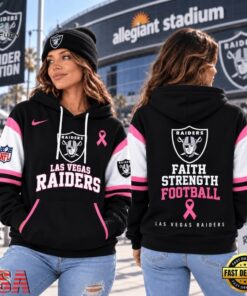 Las Vegas Raiders NFL Breast Cancer Awareness Hoodie, Faith Strength Football 3D Shirt, Sports Fans 3D Shirt Las Vegas Raiders Nfl Breast Cancer Awareness Hoodie Faith Strength Football 3D Shirt
