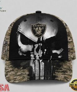 Las Vegas Raiders NFL Halloween Military Skull Camo Classic Cap, Football Limited Edition Cap Las Vegas Raiders Nfl Halloween Military Skull Camo Classic Cap