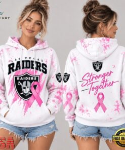 Las Vegas Raiders NFL Pink Ribbon Stronger Together Breast Cancer Awareness Hoodie, Sports Fans 3D Shirt Las Vegas Raiders Nfl Pink Ribbon Stronger Together Breast Cancer Awareness Hoodie