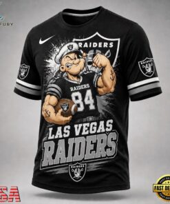 Las Vegas Raiders NFL Popeye Bold Cartoon Athletes 3D T Shirt, Sports Fans 3D Shirt Las Vegas Raiders Nfl Popeye Bold Cartoon Athletes 3D T Shirt