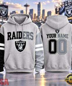 Las Vegas Raiders NFL Two Tone Colorblock Varsity Hoodie, Sports Fans 3D Shirt Las Vegas Raiders Nfl Two Tone Colorblock Varsity Hoodie