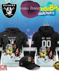 Las Vegas Raiders x SpongeBob Limited Edition Personalized Hoodie, Viral 3D Graphic Tee Las Vegas Raiders X Spongebob Limited Edition Personalized Hoodie