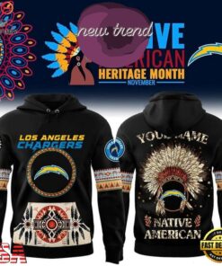 Los Angeles Chargers Native American Heritage Month Custom Name Hoodie, Viral 3D Graphic Tee Los Angeles Chargers Native American Heritage Month Custom Name Hoodie