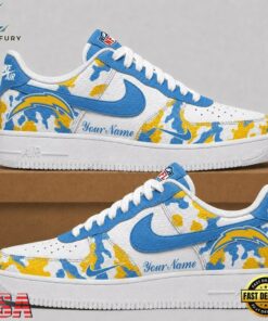 Los Angeles Chargers NFL Team Camo Air Force 1 Shoes Sneakers, NFL Fan AF1 Shoes Los Angeles Chargers Nfl Team Camo Air Force 1 Shoes Sneakers