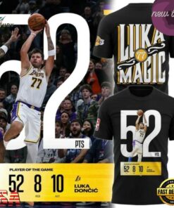 Los Angeles Lakers Luka DonCic 52 PTS Player of the Game 2026 T Shirt, Viral 3D Graphic Tee Los Angeles Lakers Luka Doncic 52 Pts Player OF The Game 2026 T Shirt