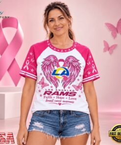 Los Angeles Rams NFL Breast Cancer Awareness Faith Hope Love 2026 Unisex T Shirt, Sports Fans 3D Shirt Los Angeles Rams Nfl Breast Cancer Awareness Faith Hope Love 2026 Unisex T Shirt
