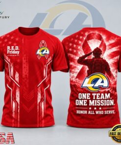 Los Angeles Rams NFL RED Friday One Team One Mission Patriotic Soldier Tribute T Shirt, Sports Fans 3D Shirt Los Angeles Rams Nfl Red Friday One Team One Mission Patriotic Soldier Tribute T Shirt