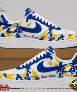 Los Angeles Rams NFL Team Camo Air Force 1 Shoes Sneakers, NFL Fan AF1 Shoes Los Angeles Rams Nfl Team Camo Air Force 1 Shoes Sneakers