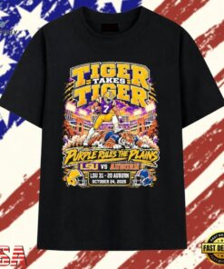 LSU Tigers vs Auburn Tigers Purple Rules the Plains October 24 2026 T Shirt, Trendy 2D Print Shirt Lsu Tigers VS Auburn Tigers Purple Rules The Plains October 24 2026 T Shirt