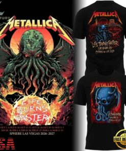 Metallica In Sphere Las Vegas 2026 27 Black T Shirt, Trending Music 3D Tee Metallica IN Sphere Las Vegas 2026 27 Black T Shirt