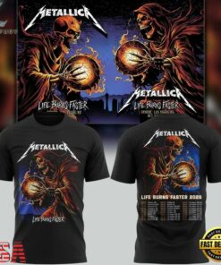 Metallica Life Burns Faster 2026 In Sphere Las Vegas T Shirt, Trending Music 3D Tee Metallica Life Burns Faster 2026 IN Sphere Las Vegas T Shirt