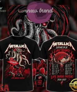 Metallica Sphere Las Vegas Concert Schedule 2026 Limited Edition T Shirt, Trending Music 3D Tee Metallica Sphere Las Vegas Concert Schedule 2026 Limited Edition T Shirt