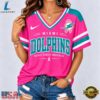 Miami Dolphins 2026 NFL Pink Breast Cancer Awareness V neck T Shirt, NFL Team V Neck Tee Miami Dolphins 2026 Nfl Pink Breast Cancer Awareness V Neck T Shirt