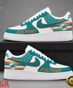 Miami Dolphins NFL American Flag Football Team Limited Air Force 1 Shoes Sneakers, NFL Fan AF1 Shoes Miami Dolphins Nfl American Flag Football Team Limited Air Force 1 Shoes Sneakers