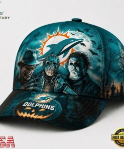 Miami Dolphins NFL Horror Night Halloween 2026 Design Classic Cap, Football Limited Edition Cap Miami Dolphins Nfl Horror Night Halloween 2026 Design Classic Cap