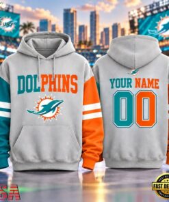Miami Dolphins NFL Two Tone Colorblock Varsity Hoodie, Sports Fans 3D Shirt Miami Dolphins Nfl Two Tone Colorblock Varsity Hoodie