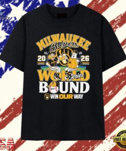 Milwaukee Brewers 2026 World Series bound win our way mascots T Shirt, Trendy 2D Print Shirt Milwaukee Brewers 2026 World Series Bound Win Our Way Mascots T Shirt