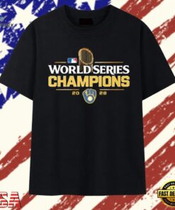 Milwaukee Brewers 2026 World Series champions trophy MLB logo T Shirt, Trendy 2D Print Shirt Milwaukee Brewers 2026 World Series Champions Trophy Mlb Logo T Shirt