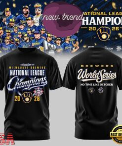 Milwaukee Brewers NLCS Champions 2026 World Series No Time Like October Black T Shirt, Viral 3D Graphic Tee Milwaukee Brewers Nlcs Champions 2026 World Series NO Time Like October Black T Shirt