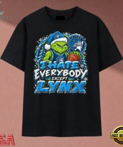 Minnesota Lynx I Hate Everybody Except Lynx Grinch Christmas T Shirt, Trendy 2D Print Shirt Minnesota Lynx I Hate Everybody Except Lynx Grinch Christmas T Shirt