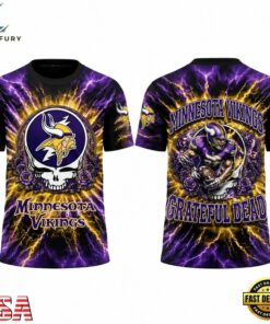 Minnesota Vikings Football x Grateful Dead Skeletons 2026 3D Shirt, Viral 3D Graphic Tee Minnesota Vikings Football X Grateful Dead Skeletons 2026 3D Shirt