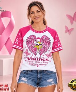 Minnesota Vikings NFL Breast Cancer Awareness Faith Hope Love 2026 Unisex T Shirt, Sports Fans 3D Shirt Minnesota Vikings Nfl Breast Cancer Awareness Faith Hope Love 2026 Unisex T Shirt
