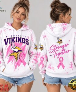 Minnesota Vikings NFL Pink Ribbon Stronger Together Breast Cancer Awareness Hoodie, Sports Fans 3D Shirt Minnesota Vikings Nfl Pink Ribbon Stronger Together Breast Cancer Awareness Hoodie
