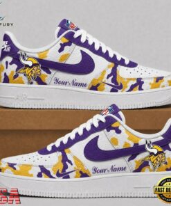 Minnesota Vikings NFL Team Camo Air Force 1 Shoes Sneakers, NFL Fan AF1 Shoes Minnesota Vikings Nfl Team Camo Air Force 1 Shoes Sneakers