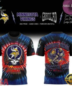 Minnesota Vikings x Grateful Dead Skeletons 2026 T Shirt, Viral 3D Graphic Tee Minnesota Vikings X Grateful Dead Skeletons 2026 T Shirt