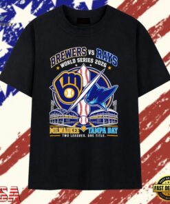 MLB World Series 2026 Two Leagues One Title Brewers vs Rays Matchup T Shirt, Trendy 2D Print Shirt Mlb World Series 2026 Two Leagues One Title Brewers VS Rays Matchup T Shirt