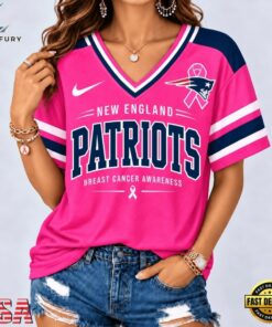 New England Patriots 2026 NFL Pink Breast Cancer Awareness V neck T Shirt, NFL Team V Neck Tee New England Patriots 2026 Nfl Pink Breast Cancer Awareness V Neck T Shirt