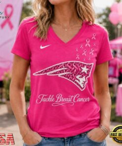 New England Patriots 2026 NFL Tackle Breast Cancer V neck T Shirt, NFL Team V Neck Tee New England Patriots 2026 Nfl Tackle Breast Cancer V Neck T Shirt