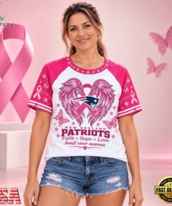 New England Patriots NFL Breast Cancer Awareness Faith Hope Love 2026 Unisex T Shirt, Sports Fans 3D Shirt New England Patriots Nfl Breast Cancer Awareness Faith Hope Love 2026 Unisex T Shirt