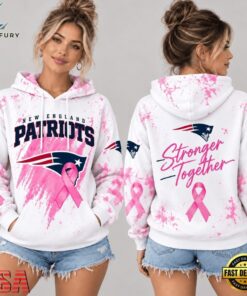 New England Patriots NFL Pink Ribbon Stronger Together Breast Cancer Awareness Hoodie, Sports Fans 3D Shirt New England Patriots Nfl Pink Ribbon Stronger Together Breast Cancer Awareness Hoodie