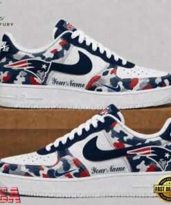 New England Patriots NFL Team Camo Air Force 1 Shoes Sneakers, NFL Fan AF1 Shoes New England Patriots Nfl Team Camo Air Force 1 Shoes Sneakers