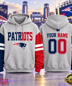 New England Patriots NFL Two Tone Colorblock Varsity Hoodie, Sports Fans 3D Shirt New England Patriots Nfl Two Tone Colorblock Varsity Hoodie