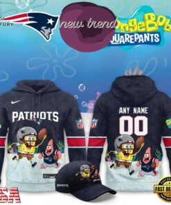 New England Patriots x SpongeBob Limited Edition Personalized Hoodie, Viral 3D Graphic Tee New England Patriots X Spongebob Limited Edition Personalized Hoodie