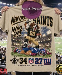 New Orleans Saints 34 27 Win Over New York Giants Game Day 3D Shirt, Viral 3D Graphic Tee New Orleans Saints 34 27 Win Over New York Giants Game Day 3D Shirt