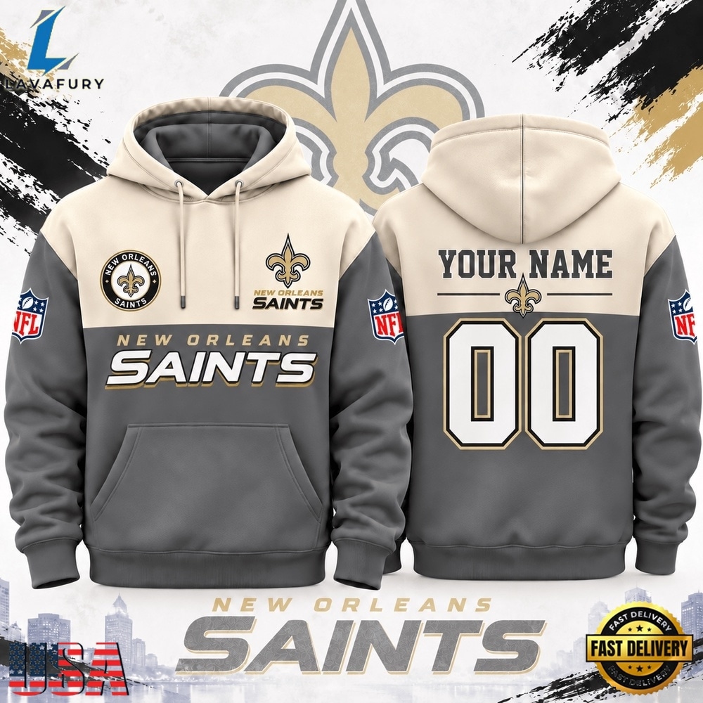New Orleans Saints NFL Custom Varsity Colorblock Pullover Hoodie, Sports Fans 3D Shirt New Orleans Saints Nfl Custom Varsity Colorblock Pullover Hoodie