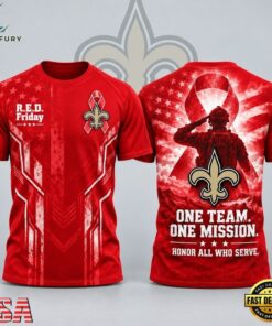 New Orleans Saints NFL RED Friday One Team One Mission Patriotic Soldier Tribute T Shirt, Sports Fans 3D Shirt New Orleans Saints Nfl Red Friday One Team One Mission Patriotic Soldier Tribute T Shirt