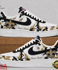 New Orleans Saints NFL Team Camo Air Force 1 Shoes Sneakers, NFL Fan AF1 Shoes New Orleans Saints Nfl Team Camo Air Force 1 Shoes Sneakers