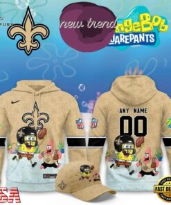 New Orleans Saints x SpongeBob Limited Edition Personalized Hoodie, Viral 3D Graphic Tee New Orleans Saints X Spongebob Limited Edition Personalized Hoodie