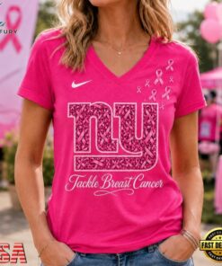 New York Giants 2026 NFL Tackle Breast Cancer V neck T Shirt, NFL Team V Neck Tee New York Giants 2026 Nfl Tackle Breast Cancer V Neck T Shirt