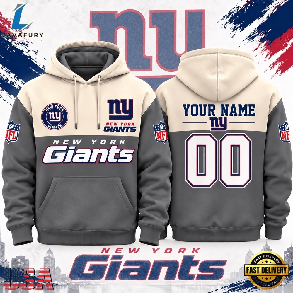 New York Giants NFL Custom Varsity Colorblock Pullover Hoodie, Sports Fans 3D Shirt New York Giants Nfl Custom Varsity Colorblock Pullover Hoodie