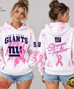 New York Giants NFL Pink Ribbon Stronger Together Breast Cancer Awareness Hoodie, Sports Fans 3D Shirt New York Giants Nfl Pink Ribbon Stronger Together Breast Cancer Awareness Hoodie