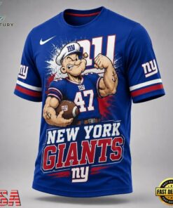 New York Giants NFL Popeye Bold Cartoon Athletes 3D T Shirt, Sports Fans 3D Shirt New York Giants Nfl Popeye Bold Cartoon Athletes 3D T Shirt