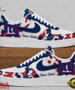 New York Giants NFL Team Camo Air Force 1 Shoes Sneakers, NFL Fan AF1 Shoes New York Giants Nfl Team Camo Air Force 1 Shoes Sneakers